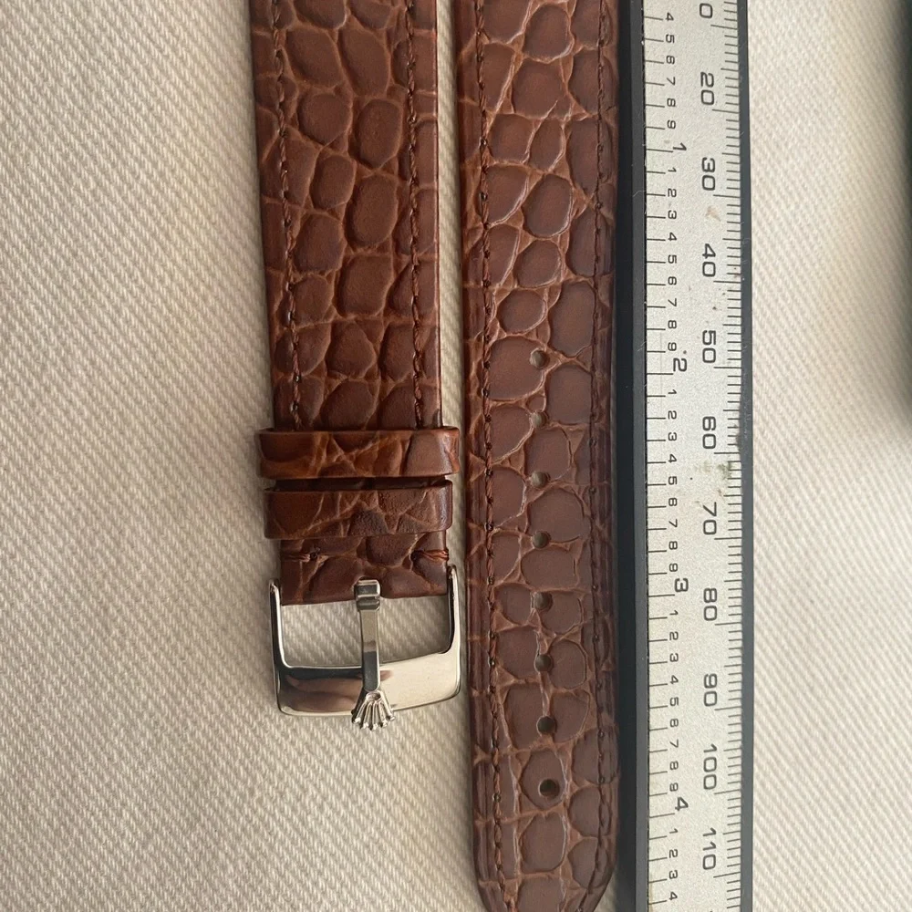 Rolex Brown Croc-Embossed Leather Watch Strap with Silver Buckle 20mm